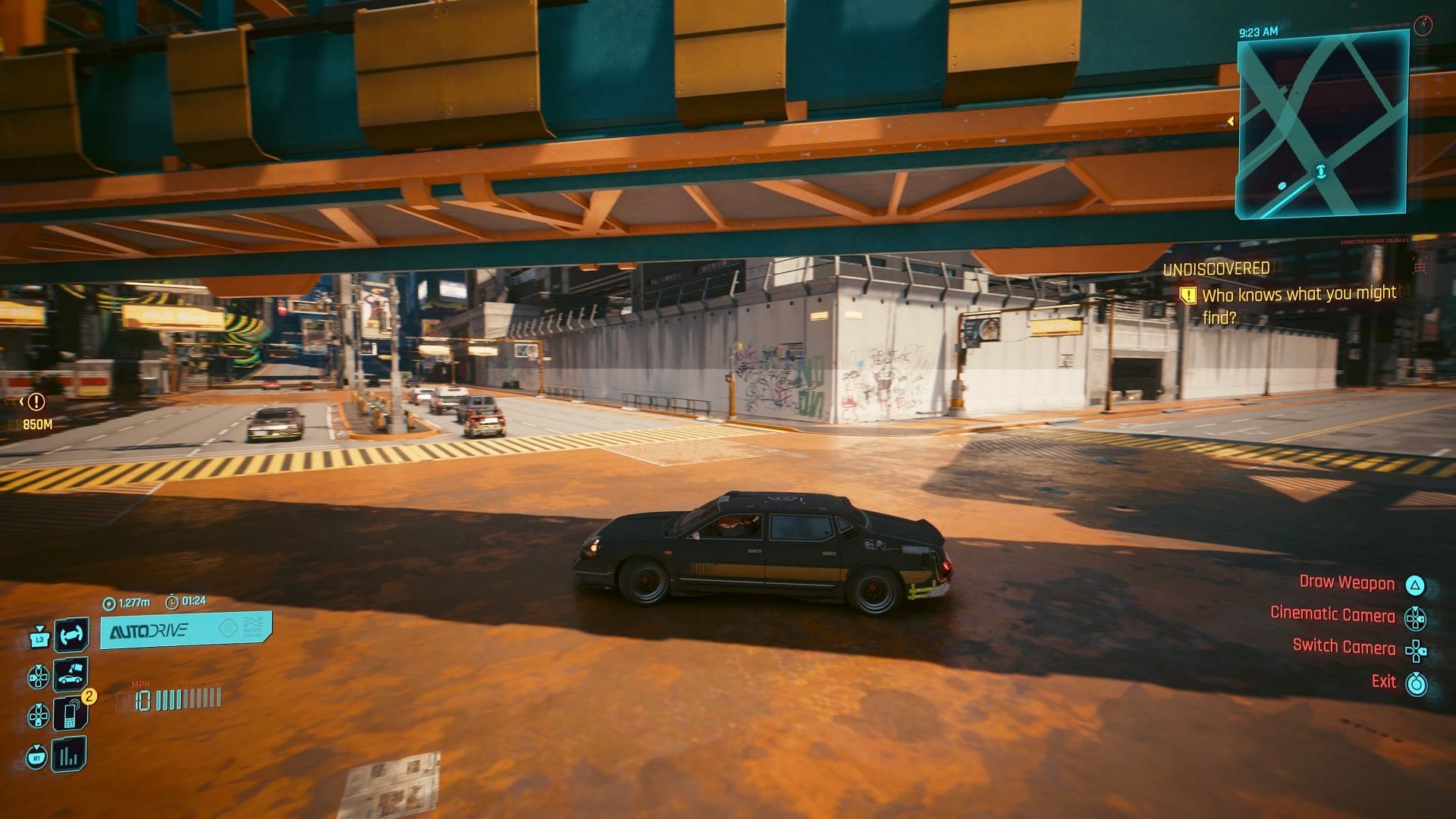 Auto Driving in Night City (Image via Sportskeeda Gaming || CDPR)